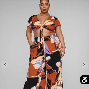 Dina Tropical Print Tie Front Top & Flowy Pants - Gabi Fresh X FTF